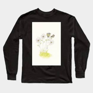 Queen Anne's Lace and Daisies in Pen Ink and Watercolor Long Sleeve T-Shirt